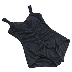 Maxine of Hollywood Black Zebra Textured Ruched One Piece Swimsuit Size 8